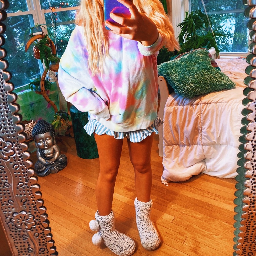 SOLD ON IG✨Pastel Off Shoulder Tie Dye Oversi - Picture 7 of 12